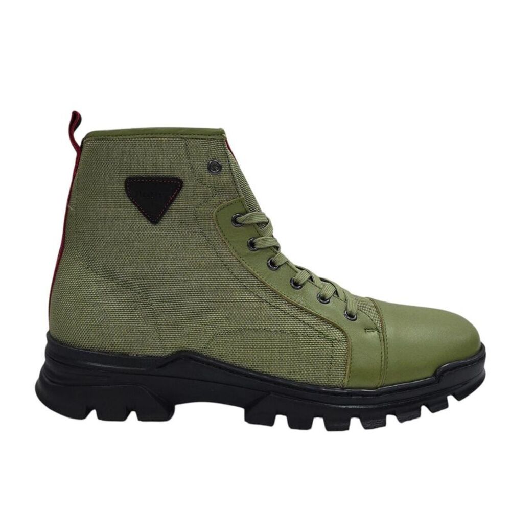 Firetrap Mens Lucas Leather Combat Boots / Light Green